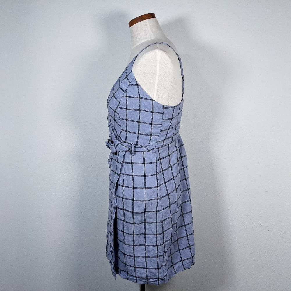 SOLD!!! Urban Outfitters Faux Wrap Checkered Mini Dress Blue Size M - Picture 2 of 9